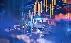 coins and various charts