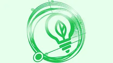 Alt text: Circular economy innovation illustration with green lightbulb