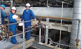 Lanxess workers on platform