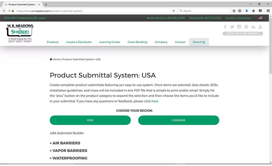 WR-MEADOWS---Product-Submittal-System