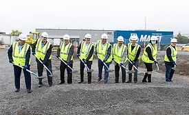 Photo of people breaking ground on Mapei's new Laval, Quebec, site