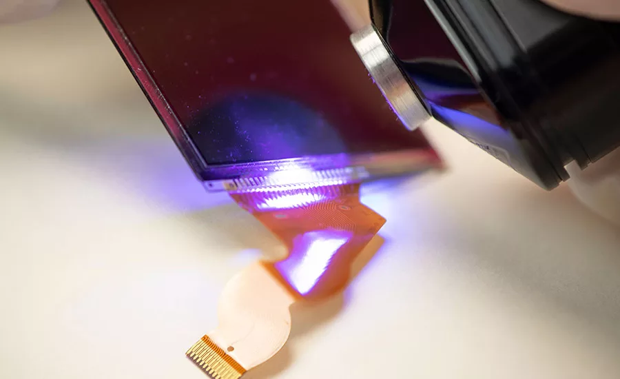 Photo showing curing of Master Bond LED405FL3