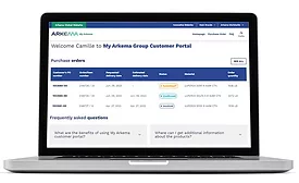 Photo of a laptop with the arkema customer portal displayed