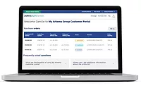 Photo of a laptop with the arkema customer portal displayed