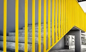 Image of coated steel railings on a staircase.