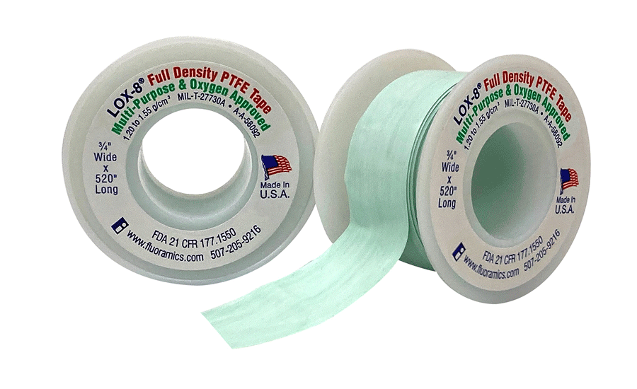 Photo of rolls of Fluoramics' LOX-8 PTFE Tape