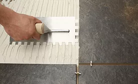 Photo of the installation of Laticrete TRI-LITE Rapid