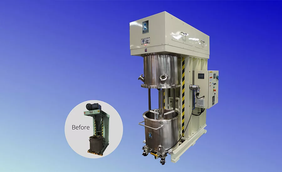 Photo of a reconditioned ROSS model DPM-40 double-planetary mixer 