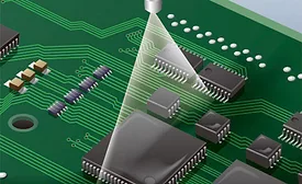 Image of the coating of a circuit board.