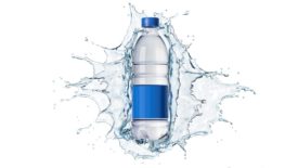 image of plastic bottle splashing in water