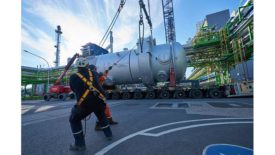 Image of Covestro's new reactor being loaded its TDI plant. 