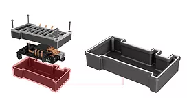 Illustration of the form-in-place liquid gasket in EV pack