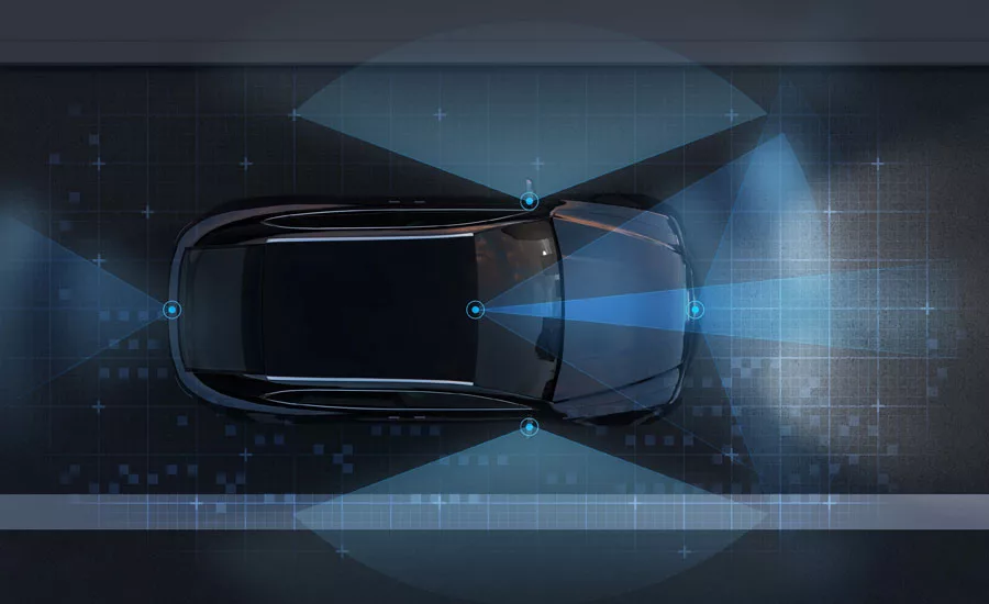 Image of car with vehicle road sensors