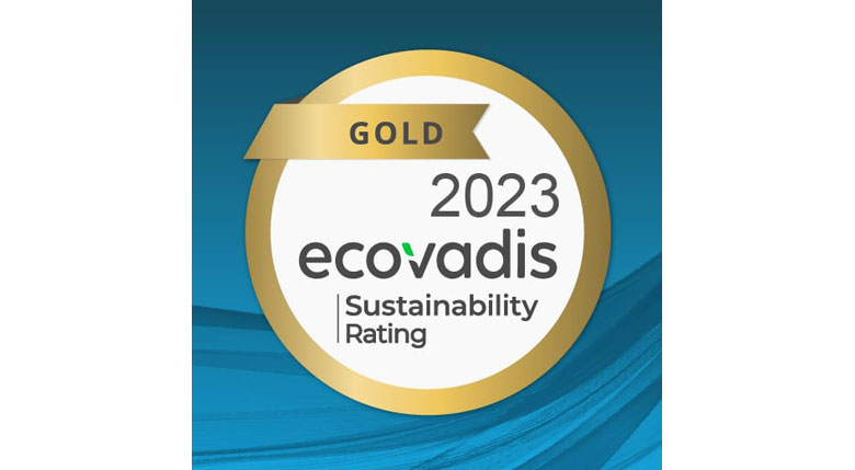 Image of an Ecovadis Gold award for sustainability