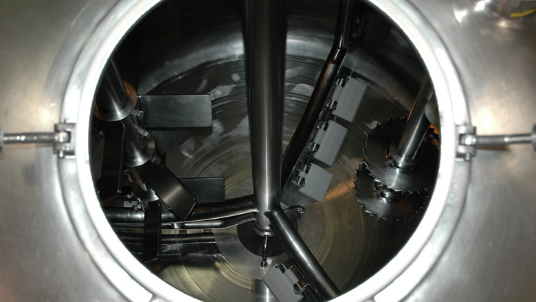 Image of the inside of an industrial mixer
