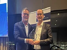 Photo of Sean Duffy receiving AWA Release Liner Industry Leadership Award