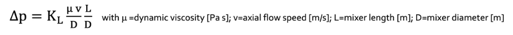 characteristics to describe the pressure loss per unit of mixer length.