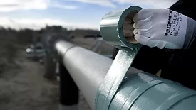 Application of Sealant tape on pipe