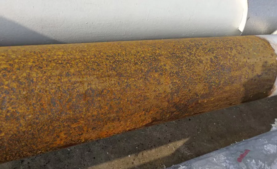 Damaged pipeline after suffering from Corrosion Under Insulation (CUI).