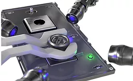 applying adhesive to automotive camers