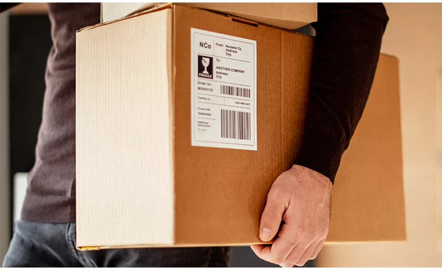 adhesive label for shipping carboard box