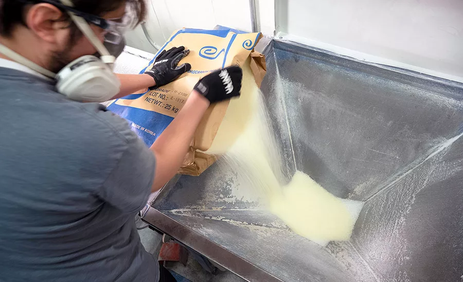 ingredients added to mixer hopper