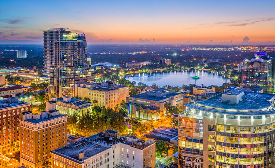 Orlando, Florida skyline at night