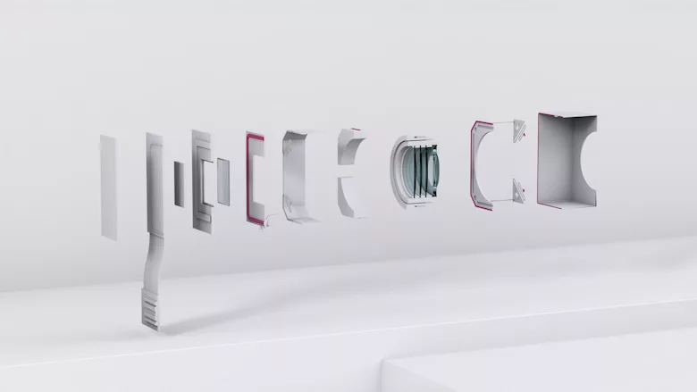 Illustration of the parts of a compact camera module