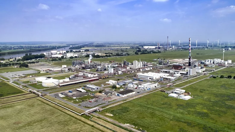 Aerial photo of the Covestro site in Brunsbüttel.