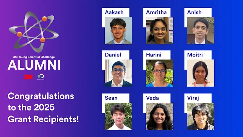 Recipients of 2025 3M Young Scientist Challenge Alumni Grants Program