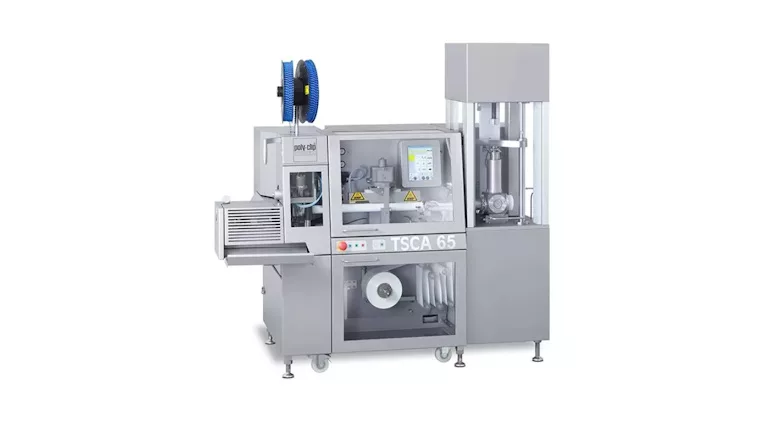 Picture of a machine that packages adhesives into tubes