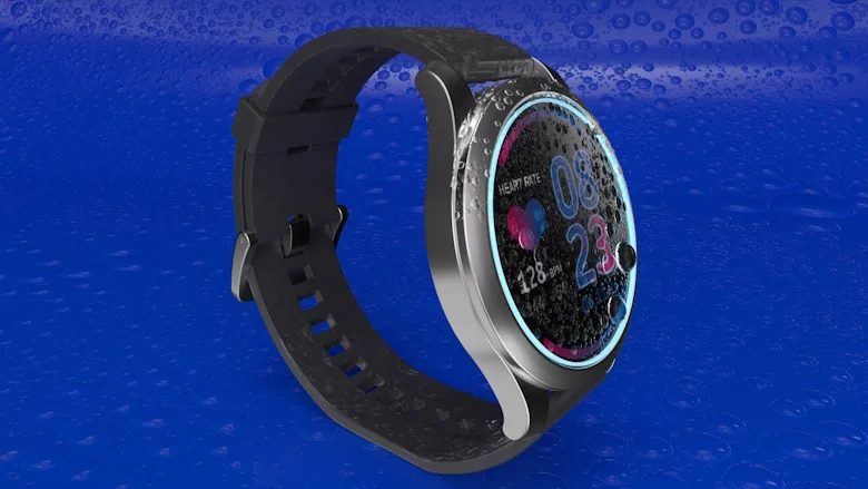 Picture of a smart watch under water