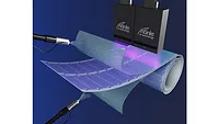 A 3D illustration of a photovoltaic module being bonded