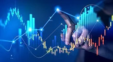 A hand touching a graph.