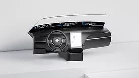 Picture of an automotive display and windshield