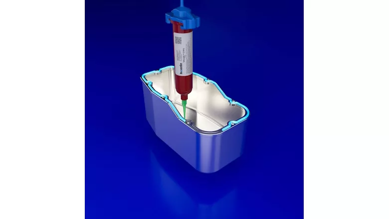 Hoenle Vitralit CIPG 60200 Picture of a liquid gasket being dispensed