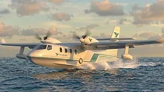 Picture of a airplane landing on water