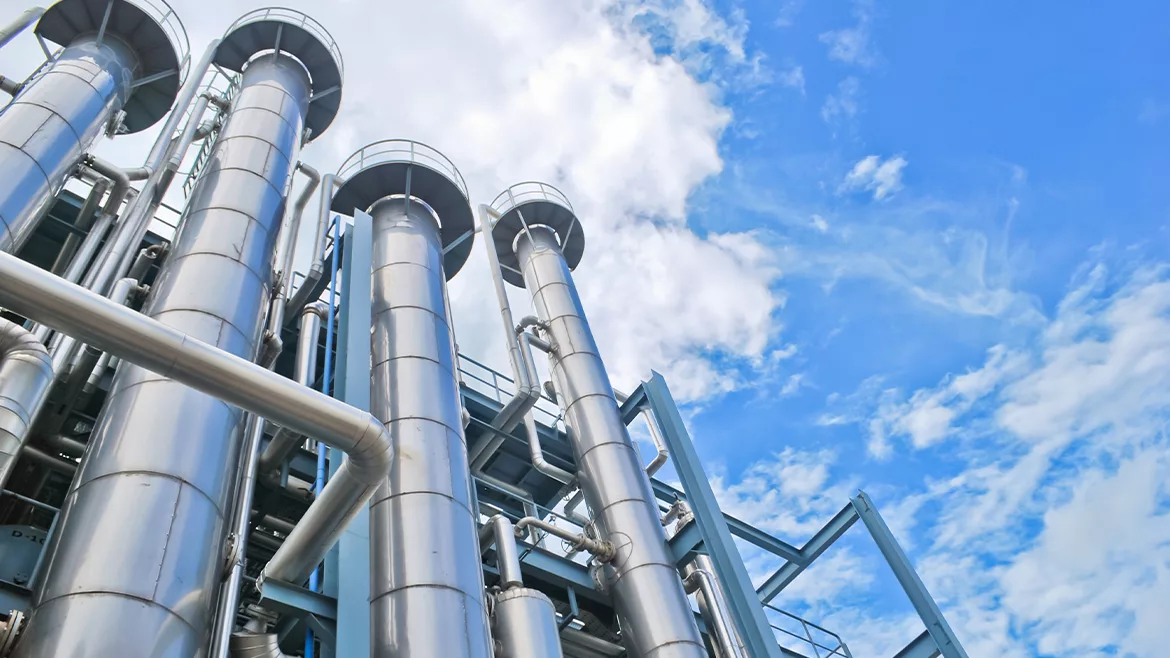 Picture of stacks in a chemical facility