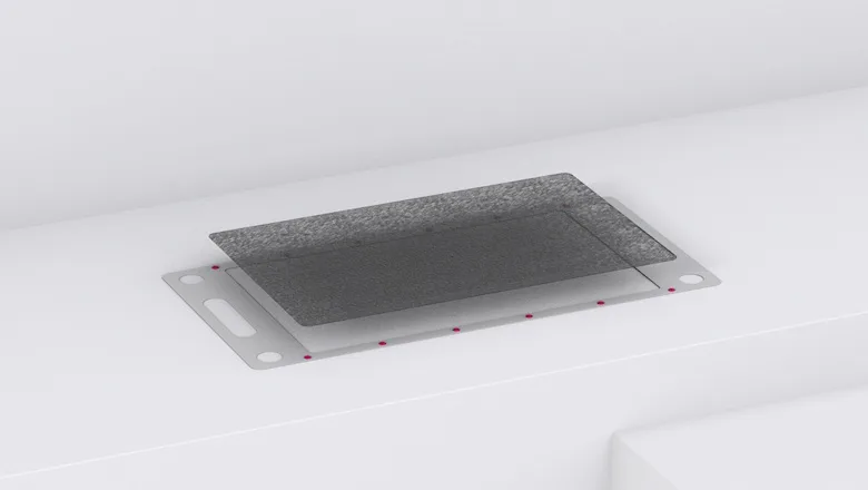 Illustration of a Gas diffusion layer fixation on a frame.