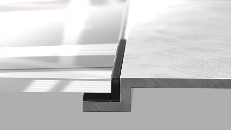 Picture of a bond between glass and aluminum