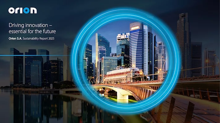 Picture of a modern city with a blue circle around it