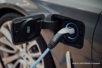 Photo of the charging port of an electric vehicle