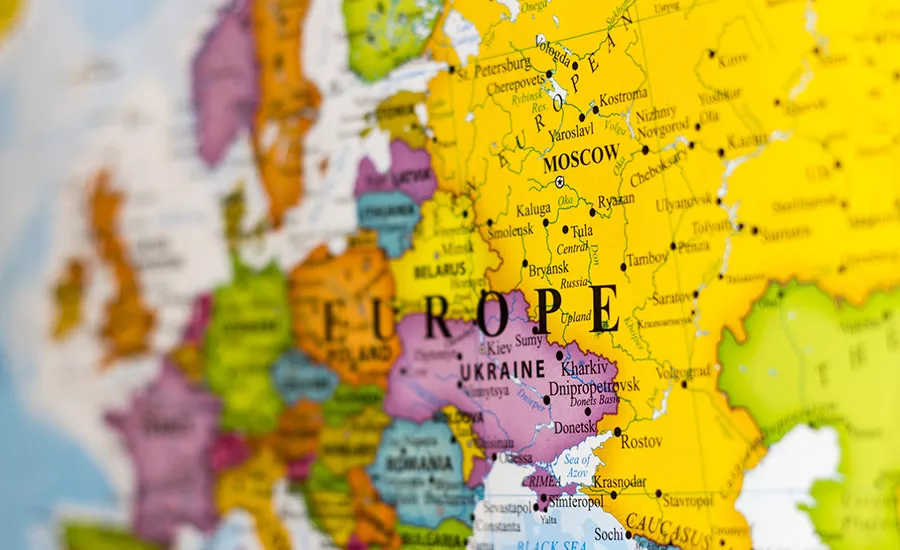 Map of Ukraine and surrounding countries