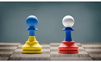 Ukraine and Russia chess pieces