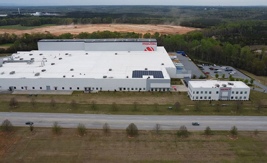 Aerial photo of Mactac manufacturing facility.