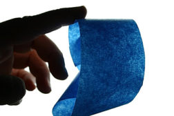 blue painter tape hand