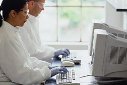 computing in the lab gloves white coat